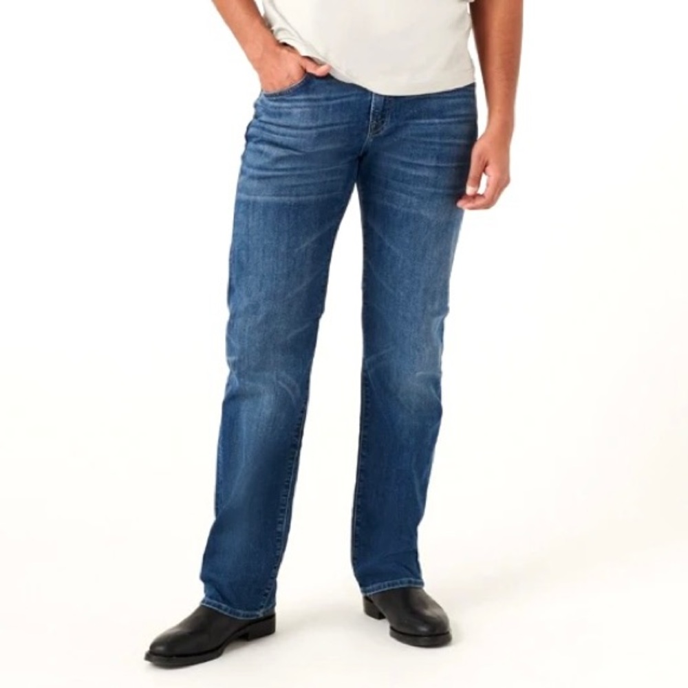 7FAM Relaxed Fit Stretch Jeans Men’s Size 36 Waist Faded Button Fly Designer